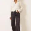 Charcoal Blatextee Orvella Striped Wide Leg Trousers With Relaxed Tailored Fit And Modern Minimal Style