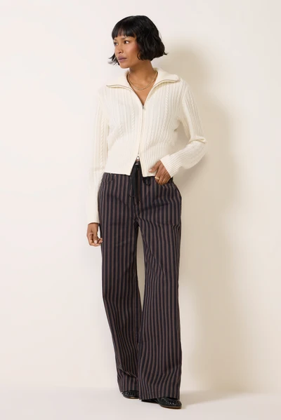 Charcoal Blatextee Orvella Striped Wide Leg Trousers With Relaxed Tailored Fit And Modern Minimal Style