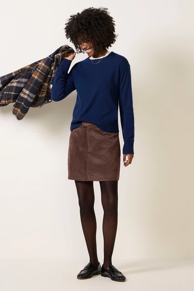Chocolate Blatextee Lumira Suede Mini Skirt With Clean Tailored Silhouette And Modern Casual Elegance