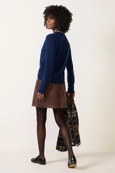 Chocolate Blatextee Lumira Suede Mini Skirt With Clean Tailored Silhouette And Modern Casual Elegance - Image 3