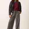 Gray Plaid Wide Leg Drawstring Trousers Blatextee Virelza Relaxed Casual Style