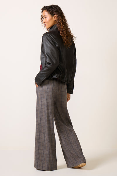 Gray Plaid Wide Leg Drawstring Trousers Blatextee Virelza Relaxed Casual Style - Image 3