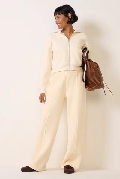 Ivory Blatextee Lunavera Soft Zip Hoodie Wide Leg Lounge Set Minimal Casual Style