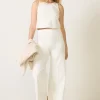 Ivory Blatextee Norvella Sleeveless Crop Top Wide Leg Pants Set With Minimal Elegant Casual Fashion
